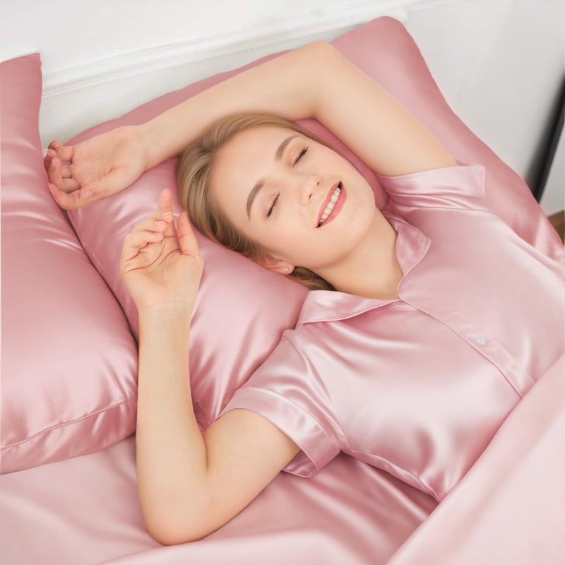 INSSL Silk Pillowcase for Women, Mulberry Silk Pillowcase for Hair and Skin and Stay Comfortable and Breathable During Sleep (Queen, Coral) - Image 2